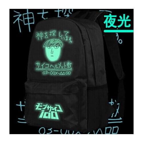 New Anime Mob Psycho 100 Backpack Fashion Luminous Oxford SchoolBag Unisex