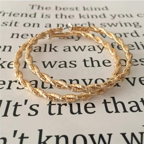 Casual Gold Color Plating Braided Textured Hoop Earrings For Women Girl Elegant Gorgeous Trendy Jewelry Accessory