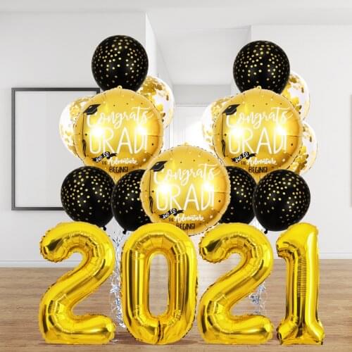 22pcs Graduation Decoration Balloons Gold Silver Latex Balloon Confetti Ballons 2021 Congratulation Grad Party Supplies Globo