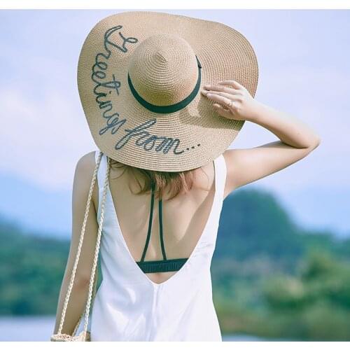 2019 Summer Large Brim Sun Hats For Women Fashion Sequins Letter do not disturb Embroidery Folded Floppy Hat Bohemia Beach Cap