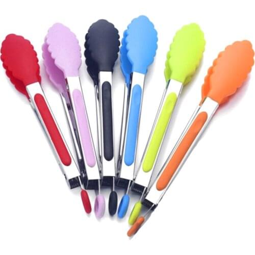 Silicone Food Tong Stainless Steel Kitchen Tongs Silicone Non-Slip Cooking Clip Clamp BBQ Salad Tools Grill Kitchen Accessories