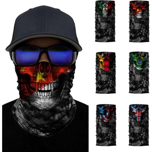 Skeleton Digital Bandana Print Mens Scarf Summer Sport Flag Camping Halloween Magic Women Cycling Headgear Mask Sun Protection
