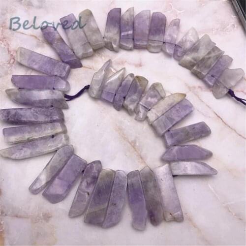 Top Drilled Amethysts Spike Slice Beads,Purple Crystal Quartz Gems Stone Stick Point Pendant Beads For Jewelry Making, BG18261