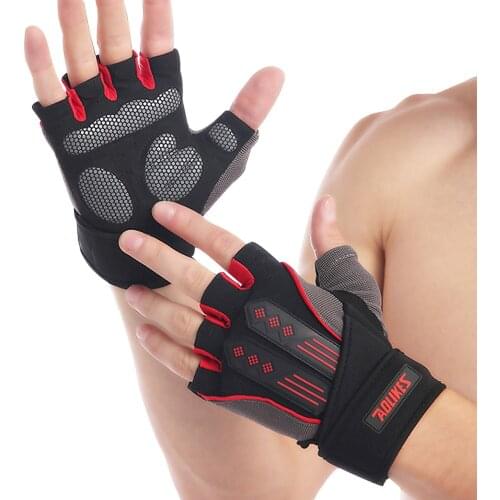 Bike Cycling Gloves,With Wrist Strap,Half Finger,Men Women,Bicycle Motorbike Sport Equipment,Silica Gel Non-slip,Thicken Fabric