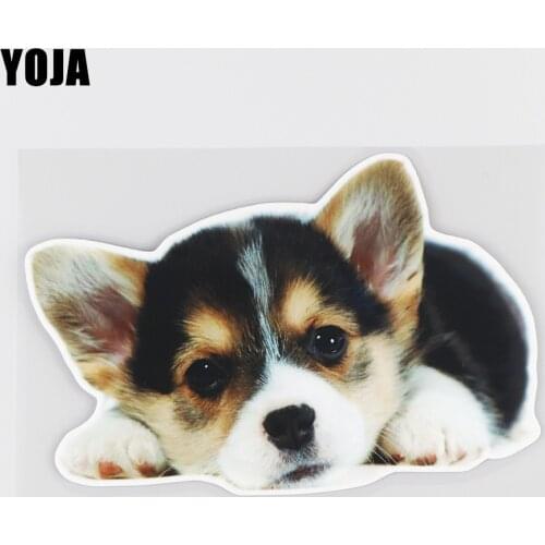 YOJA 17.7×11.8CM Cute Dog Car Body Decoration Cartoon Stickers Window Bumper Decor Accessories 19B-0032
