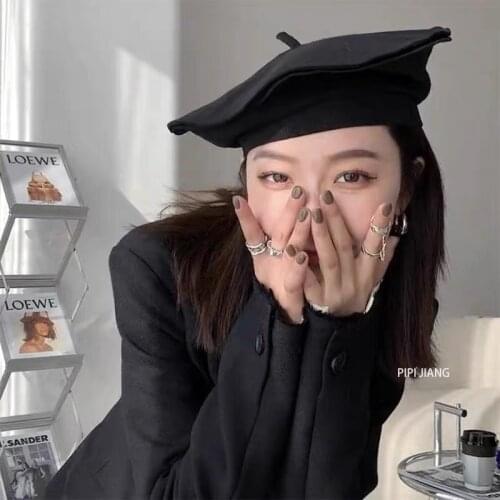 Womens Girl Beret Artist Warm Cotton Octagonal Flat Cap Spring and Autumn Beanie Hat Retro Beret Solid Color Hat Female Hat