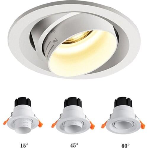 Zoom Beam Angle Adjustable 15/45/60 Degrees LED COB Recessed Downlight 10W 12W 15W LED Ceiling Spot Light for Picture Backgroun