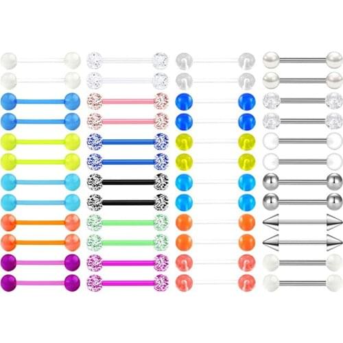 14G Plastic Nipple Tongue Rings Surgical Steel Nipplerings Piercing Women Flexible Straight Barbell 14mm 16mm 18mm