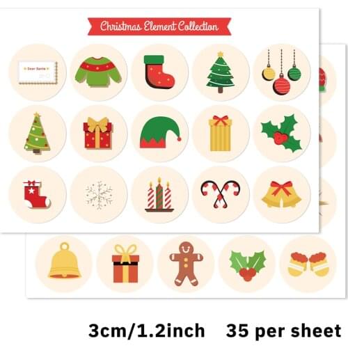 140pcs/bag 35 designs merry christmas stickers for gift package seal labels thank you business sticker tags labels sticker
