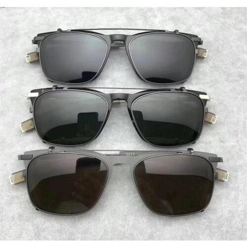 2 in 1 Square Men Sunglasses Ultra-light Acetate Titanium Frame and Polarized Clip On Women Sunglasses UV Protection UV400