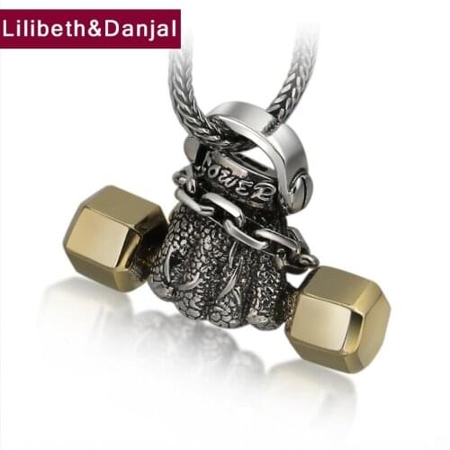 2019 Letter Pendant 100% 925 Sterling silver Jewelry Men Women Sports fist Fitness dumbbell Necklace Pendant Jewelry making P24
