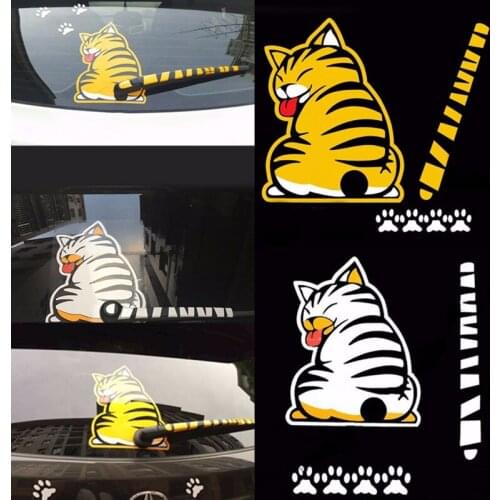 3D Cartoon Car Stickers Cute Universal Window Glasses Waterproof Reflective Sheeting Removeable Wiper Decals Decoration 1 Pc