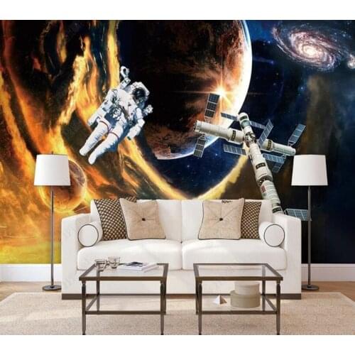 Papel de parede 3D spaceman space station spacecraft KTV background wall 3D wallpaper mural,living room home decor