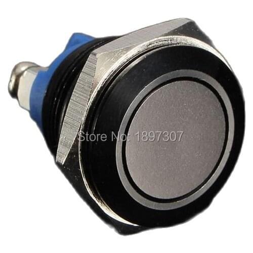 5 pieces 16mm momentary normally open metal push button electric switch with black anodized aluminum