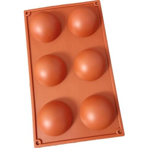 6 Holes Half Ball Sphere Chocolate Silicone Mold Round Semi Sphere Cake Silicone Baking Molds for Dessert DIY Kitchen tools