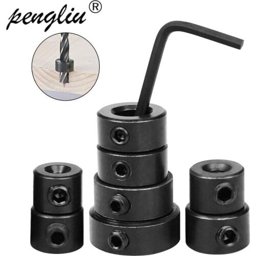 8Pcs 3-16mm Woodworking Drill Locator Bit Depth Stop Collars Ring Positioner Drill Locator Wood Drill Bit With Hex Wrench Guid