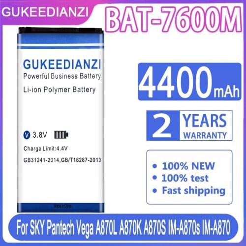 GUKEEDIANZI BAT-7600M 4400mAh Battery For SKY PANTECH VEGA A870L A870K A870S IM-A870s IM-A870 Batterie Bateria Batteria