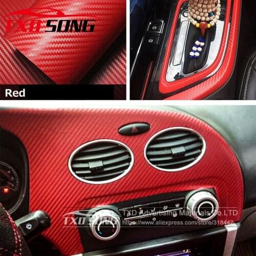 127X30CM/Lot Red 3D Carbon Fiber Vinyl Film Car Sticker Waterproof DIY Car Styling Wrap For Car Auto Vehicle 3D Carbon film