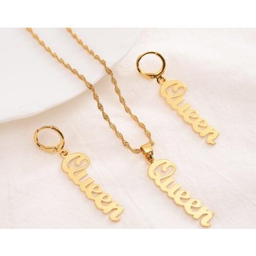 Bangrui New Fashion Luxury Gold-Color Queen Necklace Earrings For Women Fashion Jewelry Sets Birthday Present Gifts