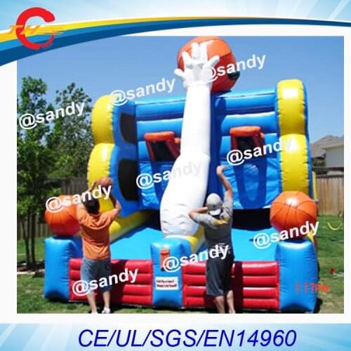 Free air ship,4x3x4mh adults commercial party rental inflatable basketball shoot goal,basketball hoop sport carnival games