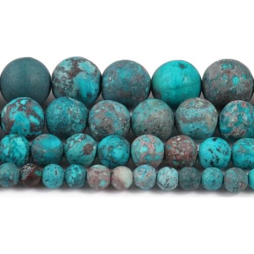 Natural Stone Bead Matte Dull Polish Blue Green Sea Sediment Turquoises Jaspers Beads for Jewelry Making DIY Bracelet