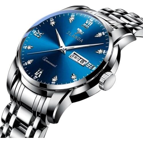 JLANDA Fashion Atmosphere Quartz Waterproof Date Luminous Sports Brand Steel Strap Clock Casual Men Relogio Masculino J6609