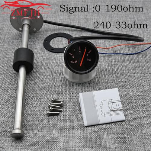 52MM Water Level Gauge with Water Level Sensor 100MM 125MM 150MM 200MM 250MM 400MM 0-190ohm Water Liquid Tank Level Indicator