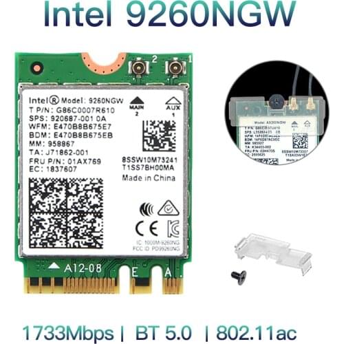 Dual Band Wireless For Intel 9260 WiFi Card 9260NGW 9260AC NGFF M.2 1.73Gbps 802.11ac Bluetooth 5.0 Wlan Network Adapter