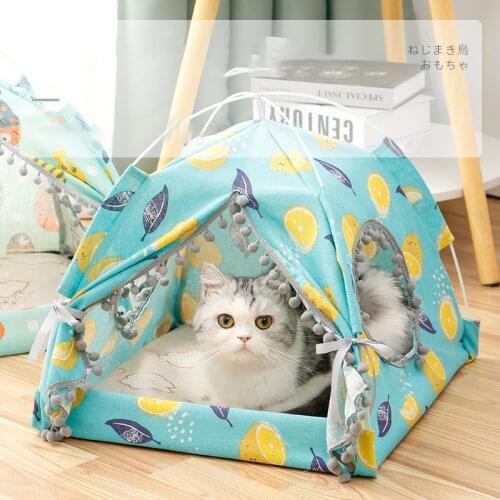 2021New Pet accessories cat sleeping hammock small dog house wigwam cats tent Cool in summer bed cave house for rabbit furniture