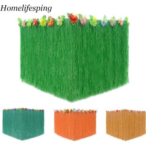 Hawaiian table skirt DIY 30/75cm Plastic Luau Flower Grass Skirt Beach Wedding/Party Garden Decoration Hibiscus Tablecloth