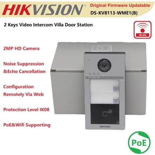 Hikvision Video Intercom Door Bell DS-KV8213-WME1(B) Wireless Card Read PoE Power Villa Outdoor Phone Station 3 Indicators