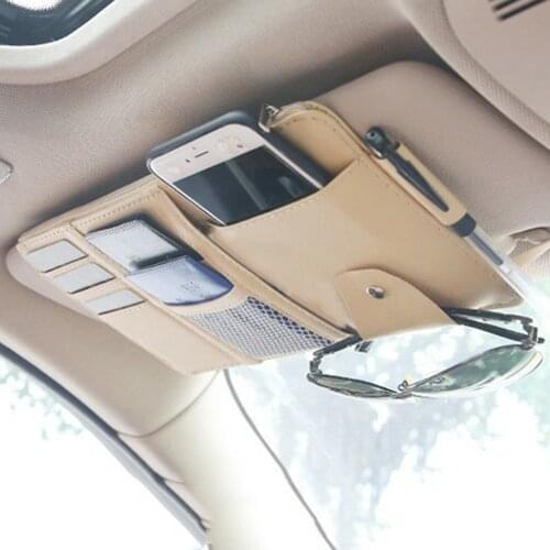 IKSNAIL Car Sun Visor Bill Pen Business Card Holder CD DVD Organizer Storage Box Sunglasses Clip Stowing Tidying Car Accessories