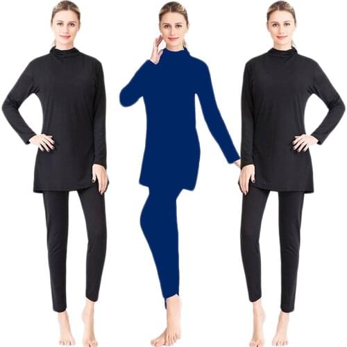 Muslim Women Swimwear Modest Burkini Islamic Long Sleeve Tops Pants Swimsuit 2 Piece Set Full Cover Bathing Swimming Beachwear