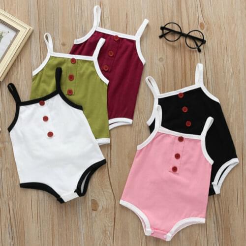 2020 Summer New Baby Onesies Girls Solid color Sleeveless Cotton Romper Newborn Vest Jumpsuit 0-2 Years Old Toddler Kids Clothes