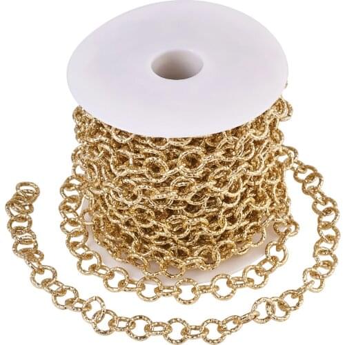 10m/roll Metal Aluminium Chains Rolo Link Chains Belcher Chain Textured Unwelded For Necklace Jewelry Making Findings 11.5x2mm