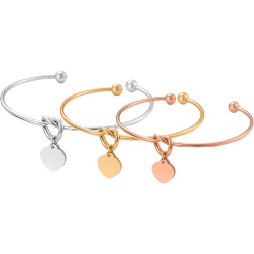 Fashion Accessories Stainless Steel Open Bracelet DIY Heart Trend Bohemia Girls Jewelry Gift