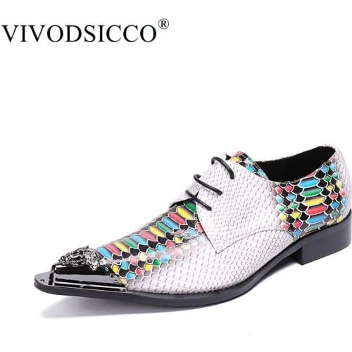 VIVODSICCO Fashion Designer Multicolor Real Leather Men Oxfords Office shoes Wedding Dress Shoes Lace Up Business Men Shoes