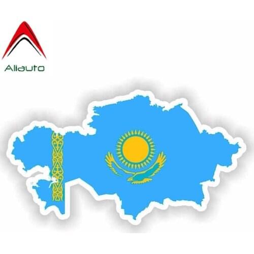 Aliauto Personality Creative Car Sticker Kazakhstan Map Flag Waterproof Sunscreen Decal Helmet Accessories,15cm*8cm