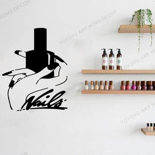 DIY Nails beauty salon Wallpaper Murals Art Salon Nail Wall Sticker For Nail Studio Girls Bedroom Wall Window Decor Poster JC217