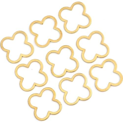 Original brass-colored hollow four-leaf clover pendant conjoined earring pendant simple fashion jewelry accessories