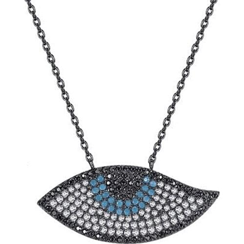 Blue Rhinestone Lucky Blue Zircon Evil Eye Necklace Necklace Women Box Chain Pendant Necklace Fashion Jewelry Mens Necklace