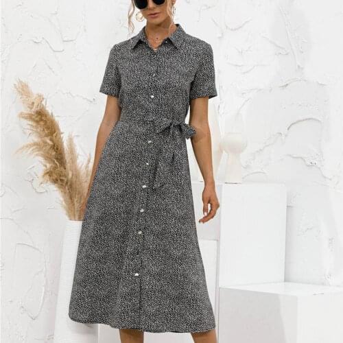 Women Fashion Lapel Shirt Dress Ladies Cargo Office Dress Summer Short Sleeve Sundress Casual Loose Buttons Vestidos 5XL