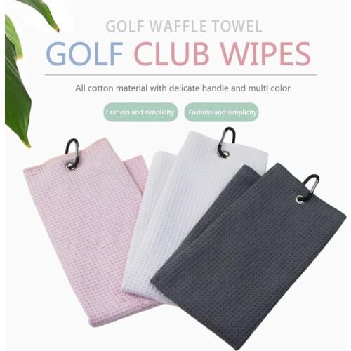 Golf Towel Cotton Soft Waffle with Carabiner Clip Running Fitness Towels Outdoor Sport Golf Accessories for Men Women
