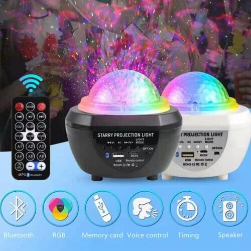 Starry Sky Projector Lamp Starlight Projector Galaxy Projection Lamp USB Bluetooth Music Ocean Light Childrens Night Light Gift