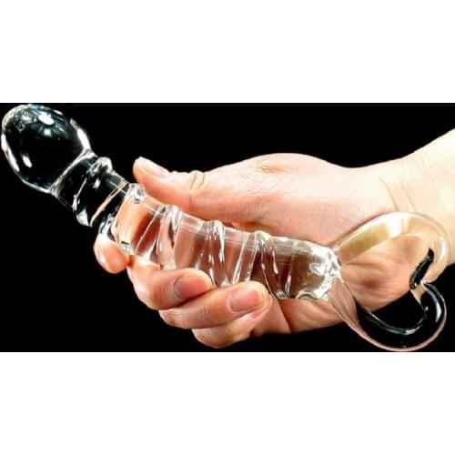 Transparent Crystal Glass Vagina Massager Dual Head Huge Dildo Anal Ass Plug G-spot Stimulation Sex Toy for Couples Masturbator