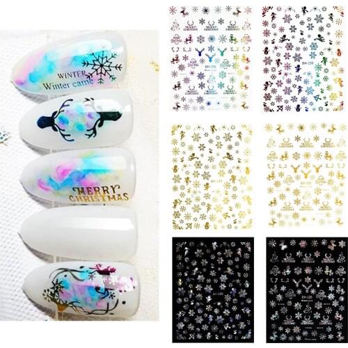 Christmas Nail Art Stickers Self-adhesive Nails Decals Pattern DIY Supplies
