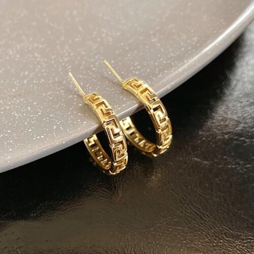 PERMIH Gold Big Hoop Earrings Geometry Metal Gold Earrings For Women Simple Vintage Female Earrings 2021 Trend Fashion Jewelry
