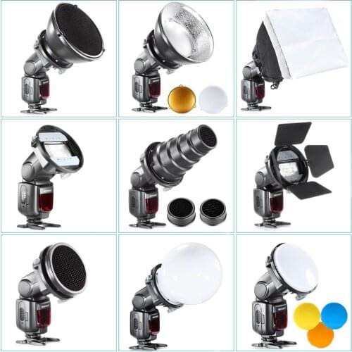 SGA-K9 Flash Diffuser Adapter Kit Accessories Barndoor/Snoot/Softbox/Honeycomb Universal Mount CA-SGU Speedlite for Canon Nikon
