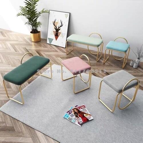 Nordic Flannel Single Stool Square Stool Fashion Fabric Round Stool Makeup Stool Low Stool Creative Small Stool Home Shoe Stool