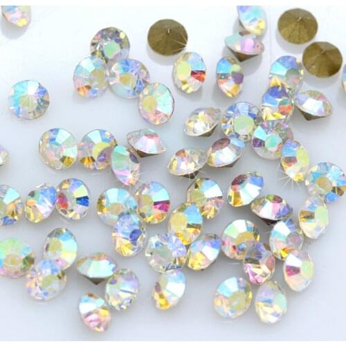 Ss2-ss47mm Rivoli Czech crystal AB COLOR beads pointed back Round beads Fancy Stones Glitter Beads For Jewelry Nail Making DIY